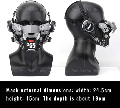 Vista 6 de Topoo Máscara punk futura, máscara táctica para cosplay, accesorios cibernéticos para hombres, mujeres, niños, niñas, Halloween, Navidad, fiesta