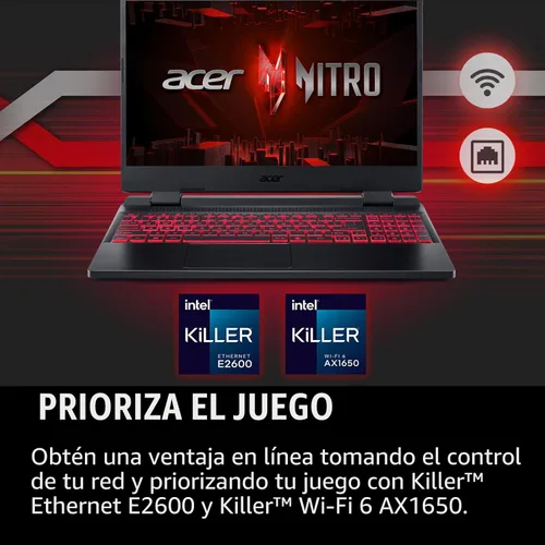 Vista 9 de Acer Nitro 5 AN515-58-525P Laptop para juegos Intel Core i5-12500H GPU NVIDIA GeForce RTX 3050 Laptop Pantalla IPS FHD de 15.6 pulgadas 144Hz
