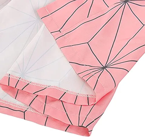 Vista 6 de Bichingda Capa de rol Anime Kamado Tanjirou Nezuko Giyuu Zenitsu Batas de cosplay chaqueta de cárdigan rosa