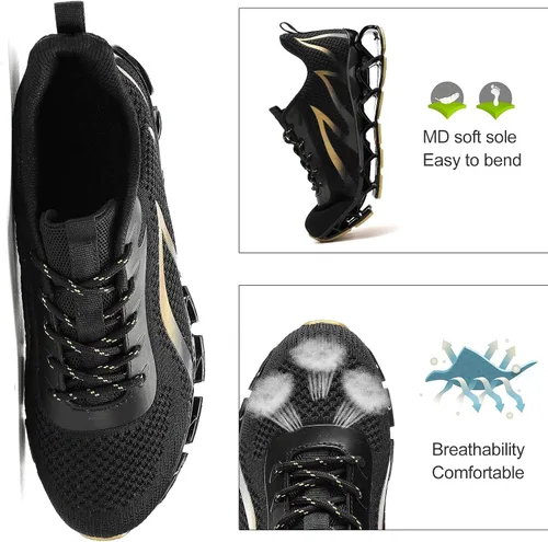 Vista 3 de Zapatos deportivos para correr para hombre, tenis con hoja para caminar, informales, cómodos, a la moda, antideslizantes, para el trabajo, deportes