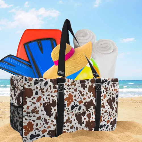 Vista 222 de NGIL Bolsa de comestibles reutilizable extra grande plegable de gran tamaño para comestibles, almacenamiento, picnic, playa, Estampado