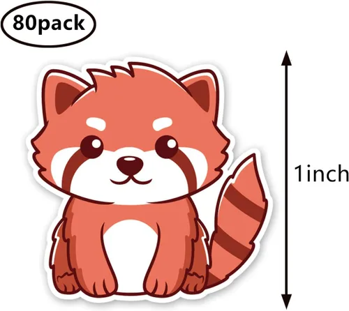 Vista 2 de Calcomanías de panda rojo de 1 pulgada para álbumes de recortes, artes, manualidades, manualidades para niños, calendarios, diarios, paquete de 80