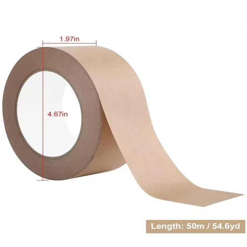 Vista 3 de WANBAO 1 Rollo de Cinta de Papel Kraft Marrón 2 Pulgadas x 55 Yardas para Cajas de Embalaje, Sellado de Cajas de Cartón, Uso de Embalaje