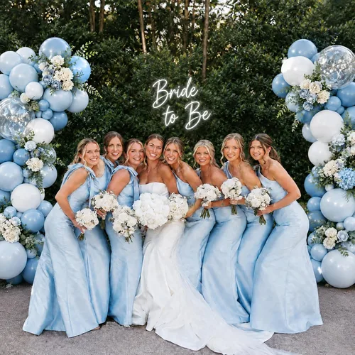 Vista 6 de Kit de arco de globos azul empolvado, 126 piezas, kit de guirnalda de arco de globos azul claro y blanco, incluye globos de macarón para bodas