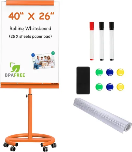 Vista 11 de TSJ OFFICE Rolling Whiteboard Standing - 40 x 26 Inches Mobile White Board Gris