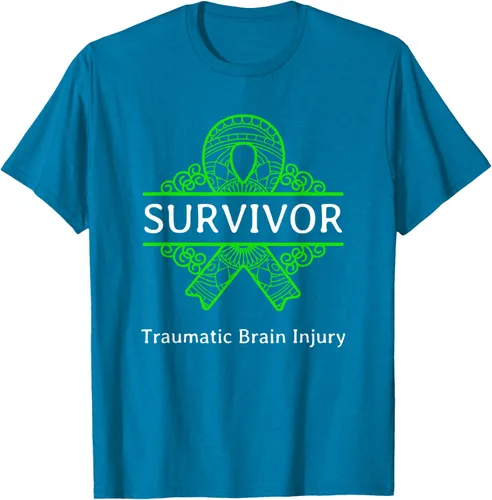 Vista 8 de Camiseta de concientización traumática con cinta verde para supervivientes de lesiones cerebrales, Negro, S