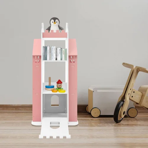 Vista 6 de Estantería giratoria para niños, estante giratorio de 360 grados para almacenar libros, libros de fotos, decoraciones, juguetes, obras de arte