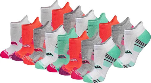 Vista 42 de Saucony Women's RunDry Performance Heel Tab Athletic Socks, Available in S-L (8, 16, 24 Pairs)