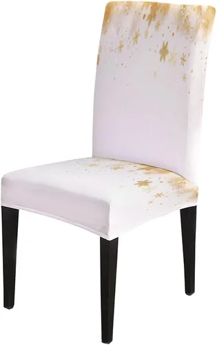 Vista 121 de CAPSCEOLL Christmas Dining Chair Covers,Snowflakes Festive Winter Pattern Stretch Chair Covers for Dining Room Set of 2 Washable Spandex Parson