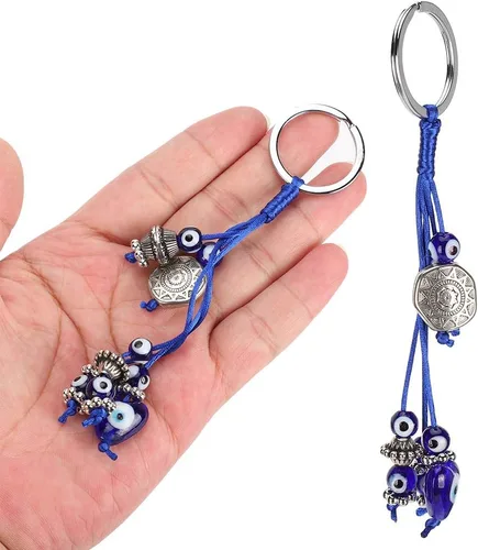 Vista 5 de 2Pcs Blue Eyes Keychain, Evil Eye Keychain, Cute Protection keychains, Good Luck Keychain, Amulet Car Keychains for Purse Backpack Handbag Hanging