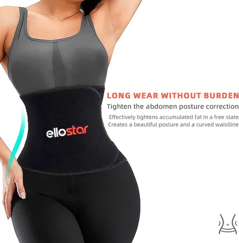 Vista 7 de ellostar Faja reductora de cintura para mujeres y hombres y banda de control de abdomen, moldeador de cuerpo, sauna, banda para el sudor