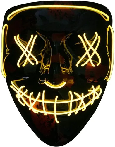 Vista 10 de Máscara LED aterradora de Halloween, máscara de purga iluminada para festival, fiesta de cosplay