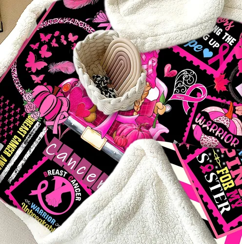 Vista 7 de Manta de cáncer de mama, regalos para sobrevivientes de cáncer de mama para mujeres, manta suave, regalos de cáncer de mama para mujeres, manta