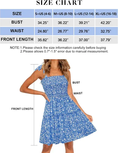 Vista 5 de ZESICA Vestido corto de playa con estampado floral bohemio de verano 2023 para mujer con tirantes delgados, cuello cuadrado, volantes, acampanado