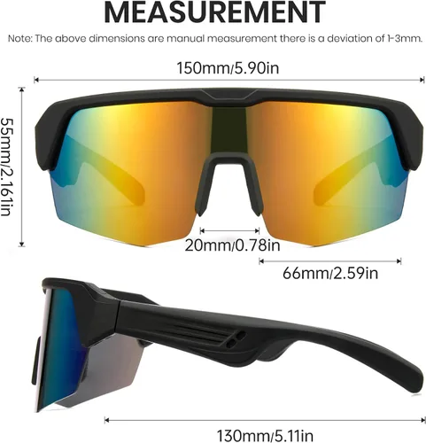 Vista 8 de Cyxus Gafas de sol deportivas inteligentes con Bluetooth UV400 para hombres y mujeres Altavoces de música de oído abierto, micrófono incorporado