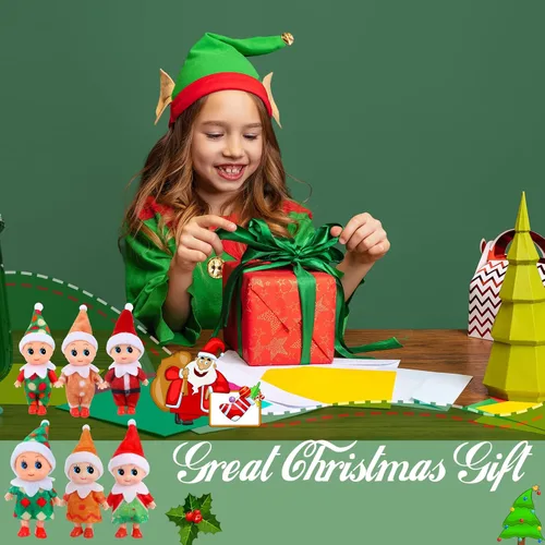 Vista 5 de 6 muñecas de Navidad para bebé, juguetes en miniatura, decoraciones de Navidad, rellenos de calcetines, calendarios de Adviento de Año Nuevo
