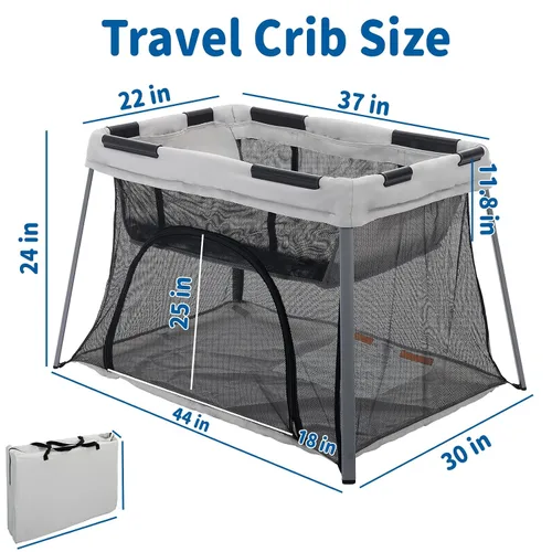 Vista 4 de Gentle Monster - Cuna de viaje portátil para bebés y niños pequeños, paquete de viaje ligero 2 en 1 para bebé y juego con colchón y sombrilla, cuna