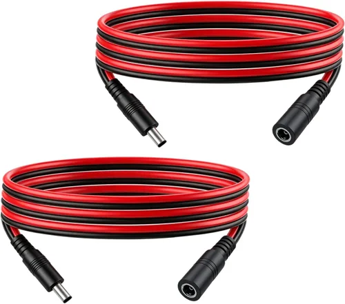 Vista 9 de Cable de extensión de alimentación CC de 1.6 pies 0.217 in × 0.083 in, conector macho a hembra, conector 5521 para tira de LED, fuente