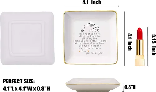 Vista 5 de Topthink Regalo para la madre del novio de la novia Gracias por criar al hombre de mis sueños Soporte de cerámica para joyas Bandeja de joyería