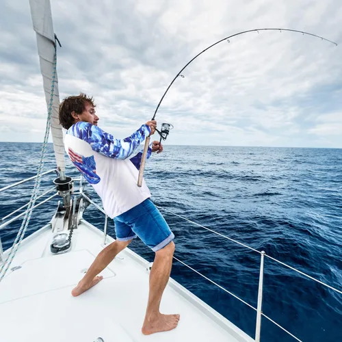 Vista 23 de Palmyth - Camiseta de pesca para hombre, con manga larga, protección solar ultravioleta FPU 50+, con bolsillo