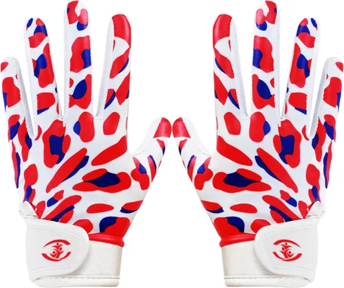 Vista 12 de Guantes de receptor de fútbol americano juvenil, guantes de fútbol americano con agarre de silicona para niños y niñas con Super Stick