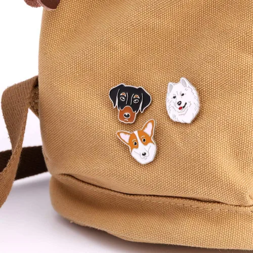 Vista 4 de 2 piezas de broche de metal para perro, insignias de identificación para niños y adultos, ropa, mochilas, regalos de decoración (10 bordes Collie)