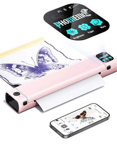 Vista 9 de Phomemo M08F Plus - Impresora de plantillas de tatuajes con pantalla táctil, máquina impresora de tatuajes Bluetooth con 10 piezas de papel