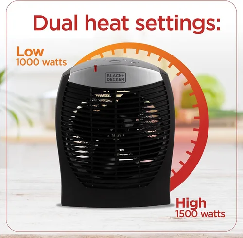 Vista 2 de BLACK+DECKER - Calentador eléctrico con E-Save, calentador personal con 3 ajustes, para oficina, hogar o dormitorio, control de termostato ajustable