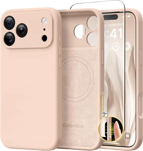 Vista 139 de GolbinBox Funda magnética para iPhone 17, compatible con MagSafe, cubierta de silicona integrada para control de cámara, funda de silicona líquida a