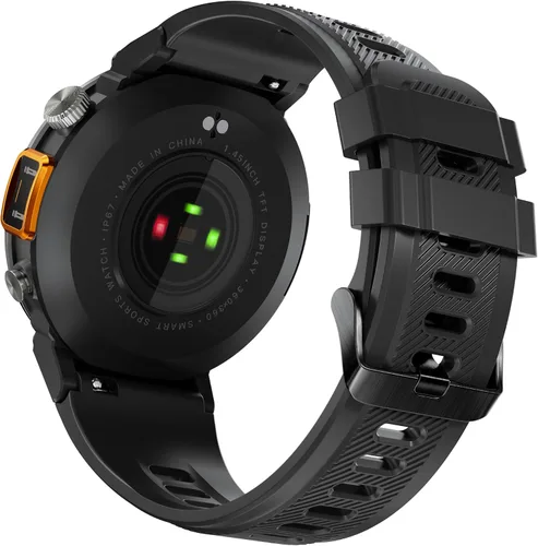 Vista 17 de Reloj inteligente militar para hombres táctico resistente Bluetooth llamada Negro