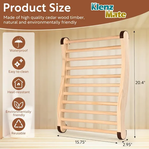 Vista 2 de 2 respaldos de sauna mejorados, accesorios de sauna de 20 pulgadas, silla de sauna de diseño ergonómico en forma de S, con almohadillas
