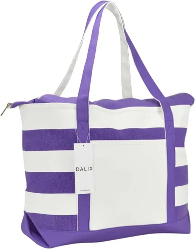 Vista 9 de Dalix - Bolsa de lona de algodón para barco, diseño de rayas, color negro, rojo, rosa, azul marino, morado