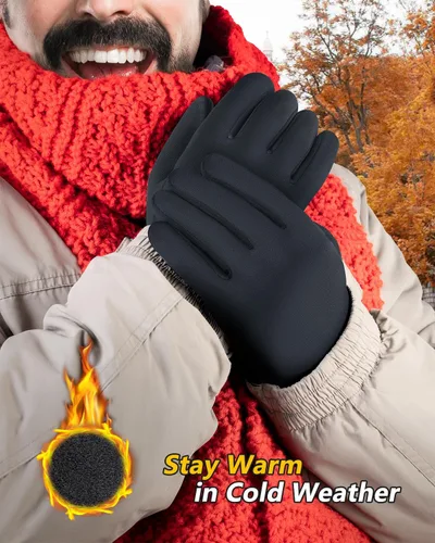Vista 2 de Guantes de invierno para hombres y mujeres en clima frío, guantes térmicos con dedos para pantalla táctil, guantes cálidos resistentes al agua