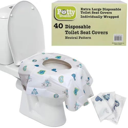 Vista 6 de Cubiertas de asiento de inodoro desechables XL de Potty Shields, paquetes individuales, 6, Original