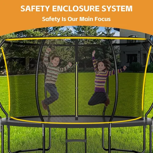 Vista 5 de Zevemomo Trampolín para niños y adultos, trampolín recreativo para niños de 14 pies con red de seguridad y escalera, trampolines recreativos al aire