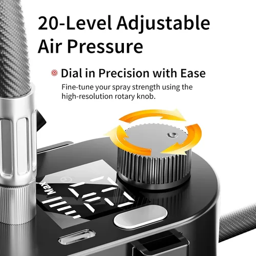 Vista 6 de Kit de Aerógrafo con Compresor, Juego de Aerógrafo de Alta Presión Sin Obstrucciones, Pistola de Aerógrafo Inalámbrica Recargable para Pintura, Arte