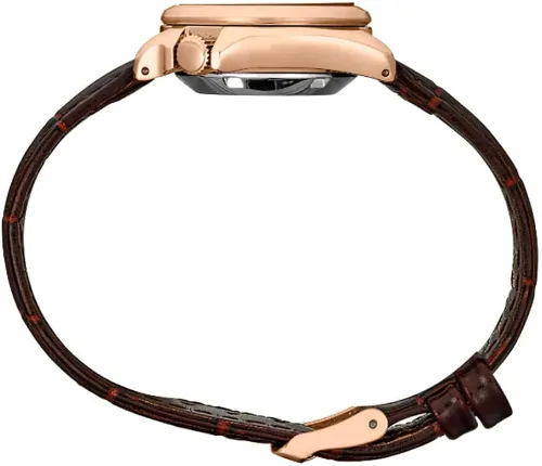 Vista 2 de Seiko Reloj automático de cuero marrón con esfera de oro rosa para hombre Oro Rosa Reloj automático