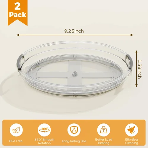Vista 5 de Paquete de 2 Organizadores Lazy Susan, Mesa Giratoria Lazy Susan de 9.25 pulgadas para Gabinete Superficie de Mesa Refrigerador, Organizador