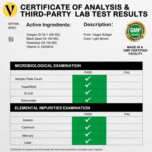 Vista 6 de Aceite de orégano cápsulas blandas veganas, aceite de orégano con aceite