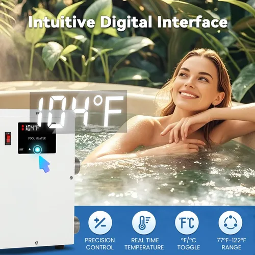 Vista 2 de NEWTRY Calentador de SPA de 5.5KW, calentador de piscina de 220V, calentadores eléctricos de piscina, calentadores de hidromasaje con termostatos