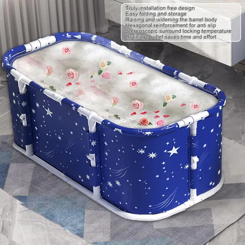 Vista 7 de Bañera portátil, bañera plegable de 45 pulgadas para adultos, baño familiar separado para spa, bañera de terapia para cabina de ducha, spa caliente