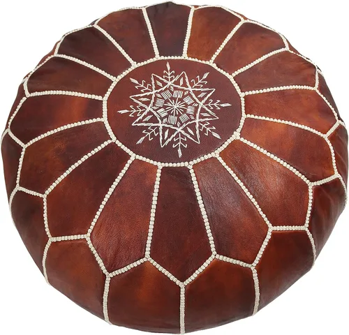 Vista 8 de MARRAKESH STYLE Increíble y hermoso, pufs originales de cuero marroquí, puf de cuero natural, regalos para el hogar, regalos de boda, sin relleno