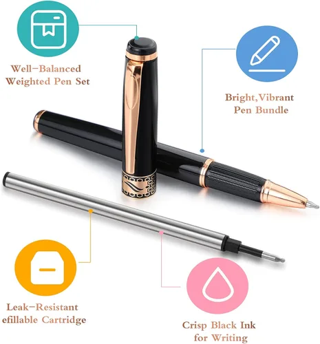 Vista 3 de Tenare Bolígrafos con peso para temblores de manos, bolígrafos pesados de tinta negra, herramientas de escritura con peso para temblores de manos