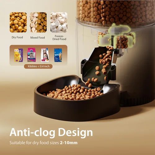 Vista 4 de IMIPAW Alimentadores automáticos para gatos, dispensador de alimentos secos para gatos con temporizador de 3 litros, fuente de alimentación doble