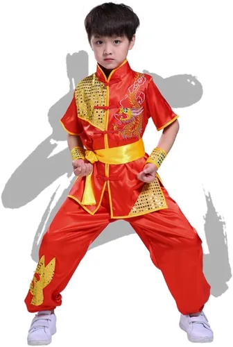 Vista 5 de Conjunto de uniforme chino de Kung Fu Maestro Tai Chi Dragón Chino para niños y niñas