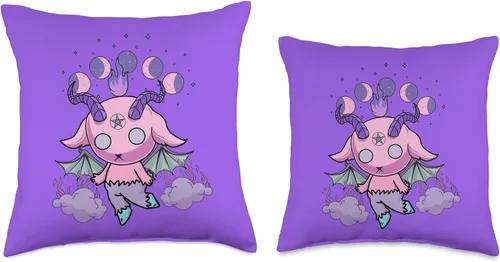Vista 3 de Pastel Goth Kawaii Baphomet Anime Creepy Cute Pink Cojín morado, 16 x 16 pulgadas, multicolor