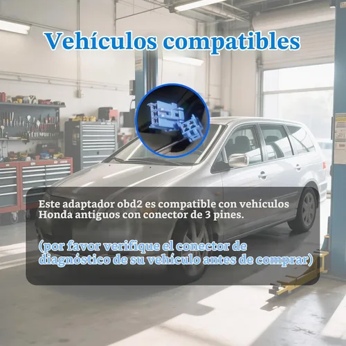 Vista 2 de Cable Adaptador OBD1 a OBD2 Compatible con Conector de 3 Pines para Honda, Adaptador de 3 Pines OBD1 a 16 Pines OBD2 para Vehículos Antiguos