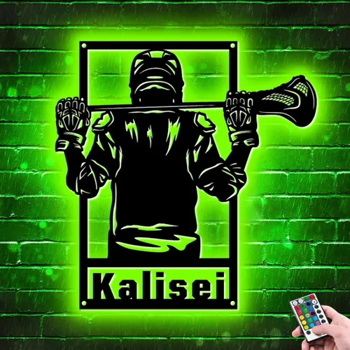 Vista 26 de Letrero de metal de jersey deportivo personalizado con luz LED, nombre y número personalizado, letrero de neón con nombre personalizado, decoración