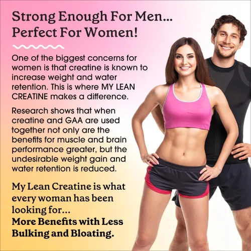 Vista 5 de Fit & Lean Creatina para mujeres, complejo de creatina en polvo My Lean con GAA, rendimiento muscular, función cognitiva y menos hinchazón