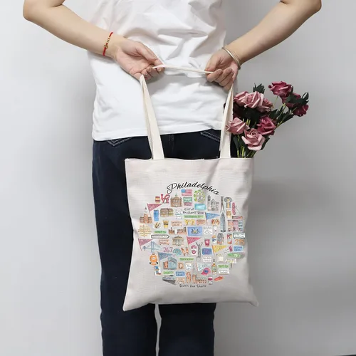 Vista 5 de MNIGIU Philadelphia Tote Bag Philadelphia Souvenir Gift Bolsa de viaje Philadelphia Regalo de bienvenida Filadelfia